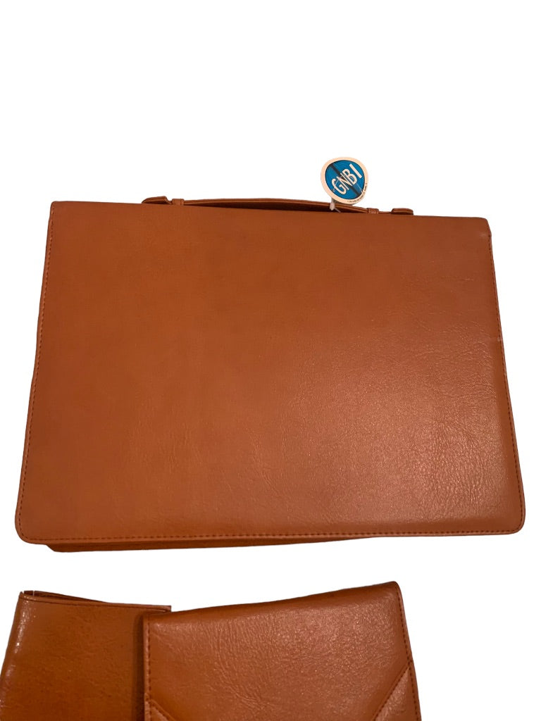 GNBI Vintage 2002 5 Piece Briefcase Set Faux Leather Brown New