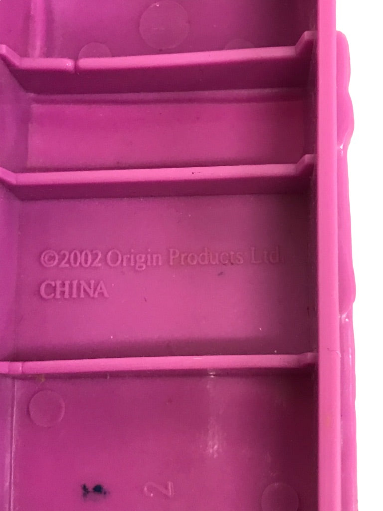 2002 Origin Dollhouse Miniature Plastic Bed Purple Heart Floral 3.5"l x 1.5"w