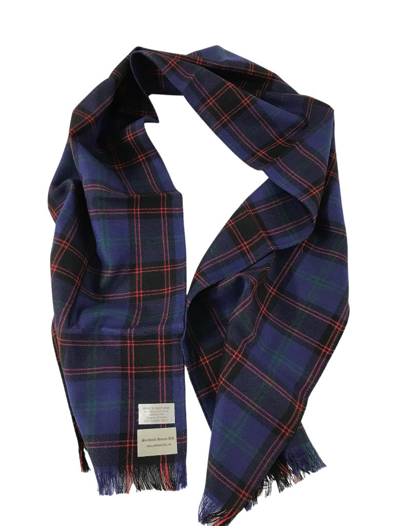 Scotland House Ltd. 100% Pure Wool Scarf Blue Green Red Plaid Scarf 54" x 10.5"