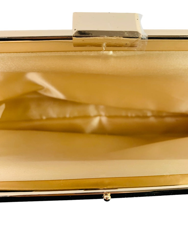 Gold Glitter Evening Bag Clutch Snap Closure 11"l x 4"h