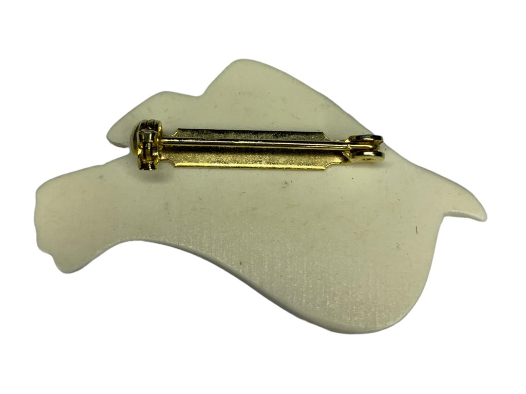 Vintage Dove Brooch 1"l x 2"h Carved Off White