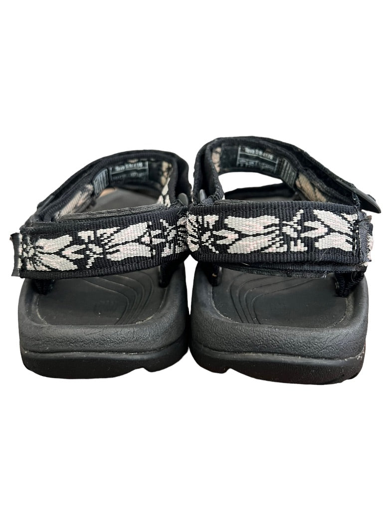 6 Teva Women's Hurricane 4 Sport Sandals Black White Floral Adjustable