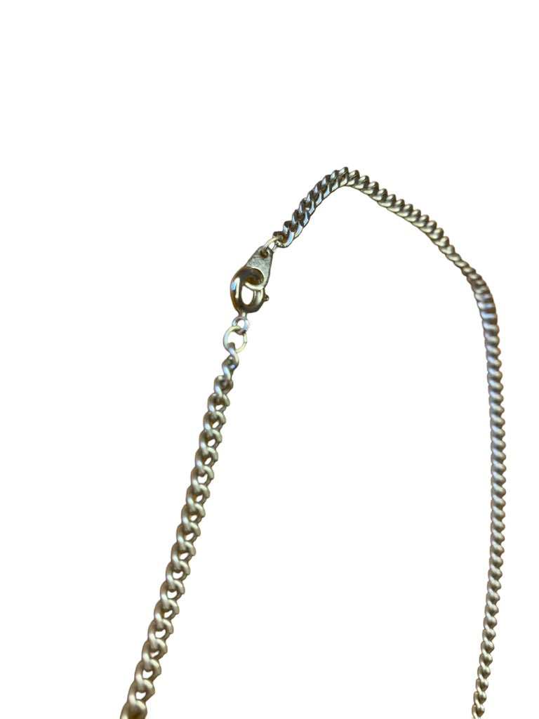 Silvertone 18" Curb Chain Necklace Lobster Clasp Plain