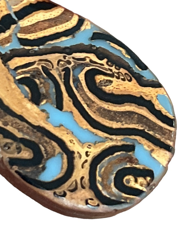 Boho Wooden Beaded Lariat Necklace Teardrop Pendant 23.5"