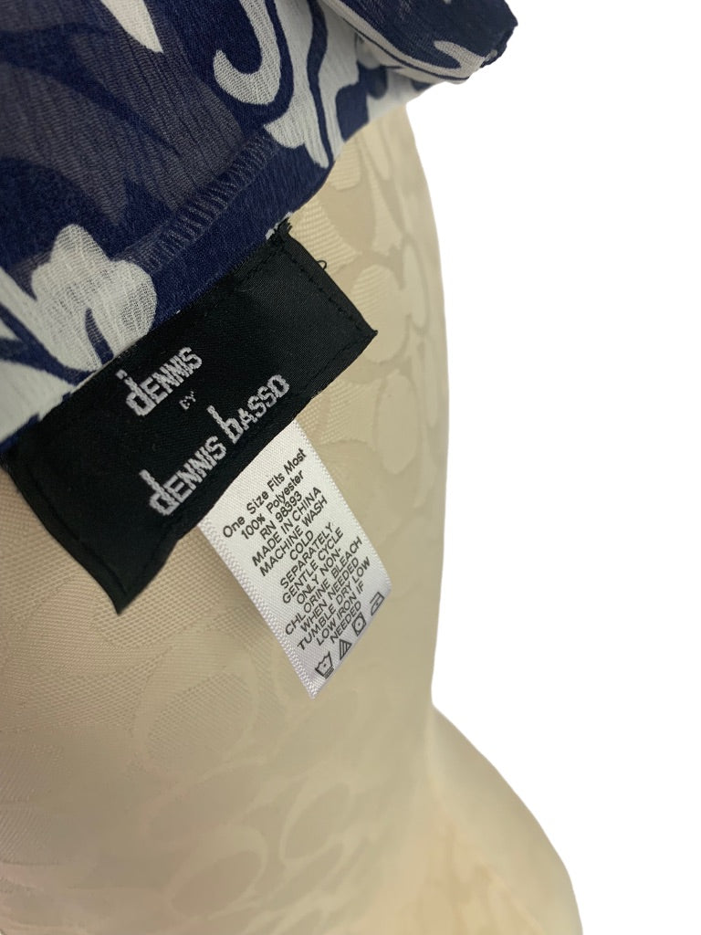 Dennis by Dennis Basso Navy Blue White Double Face Lightweight Scarf 13" x 54"