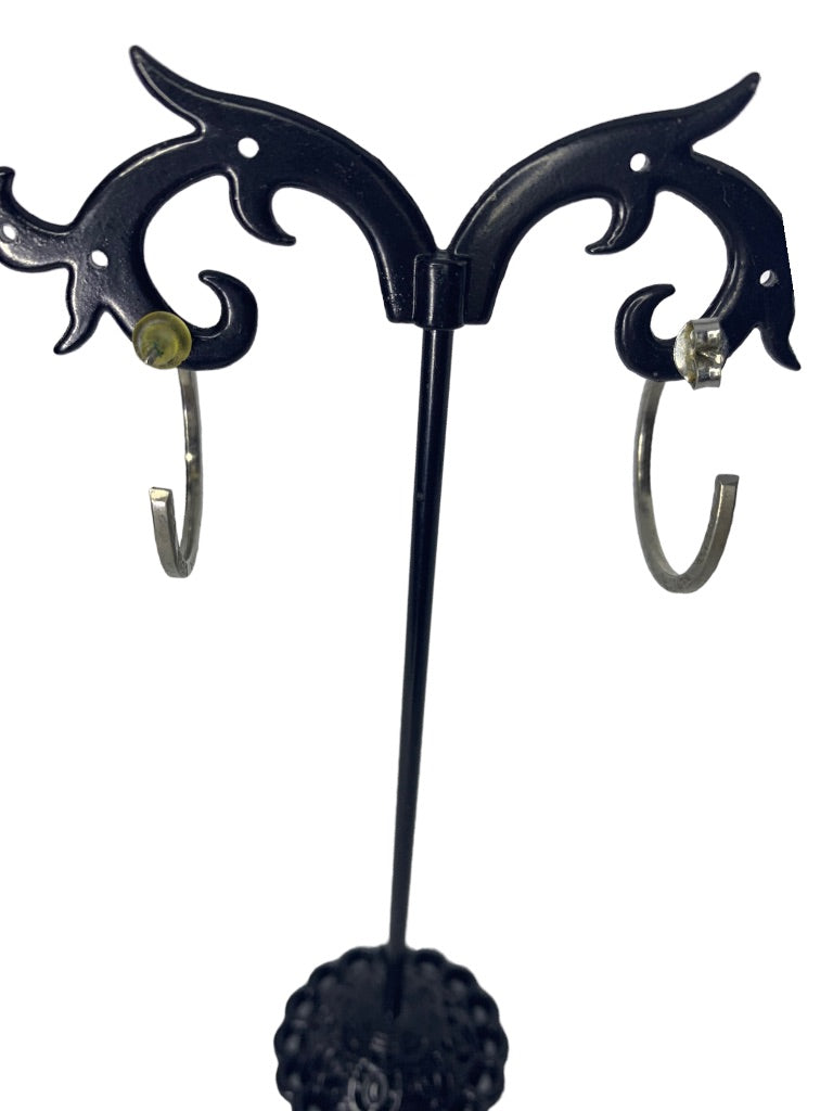 Vintage 1" Hoop Pierced Post Earrings Silvertone Delictate Etching