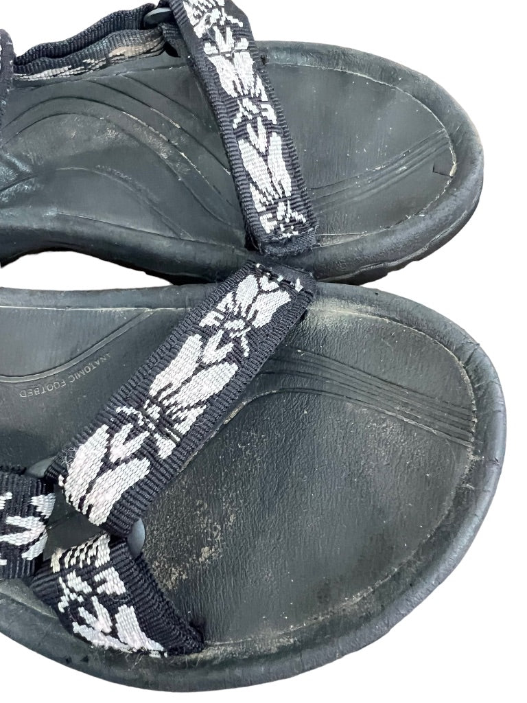 6 Teva Women's Hurricane 4 Sport Sandals Black White Floral Adjustable
