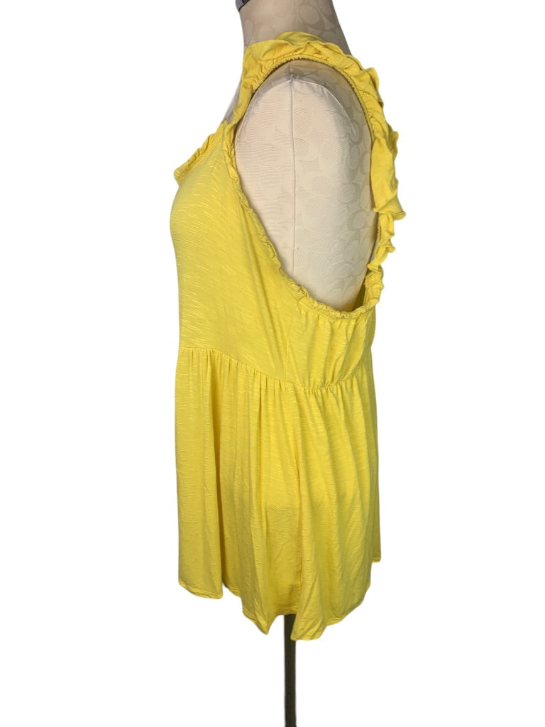 2X Torrid Women's Yellow Ruffle Strap Tank Top Sleeveless Jersey Knit