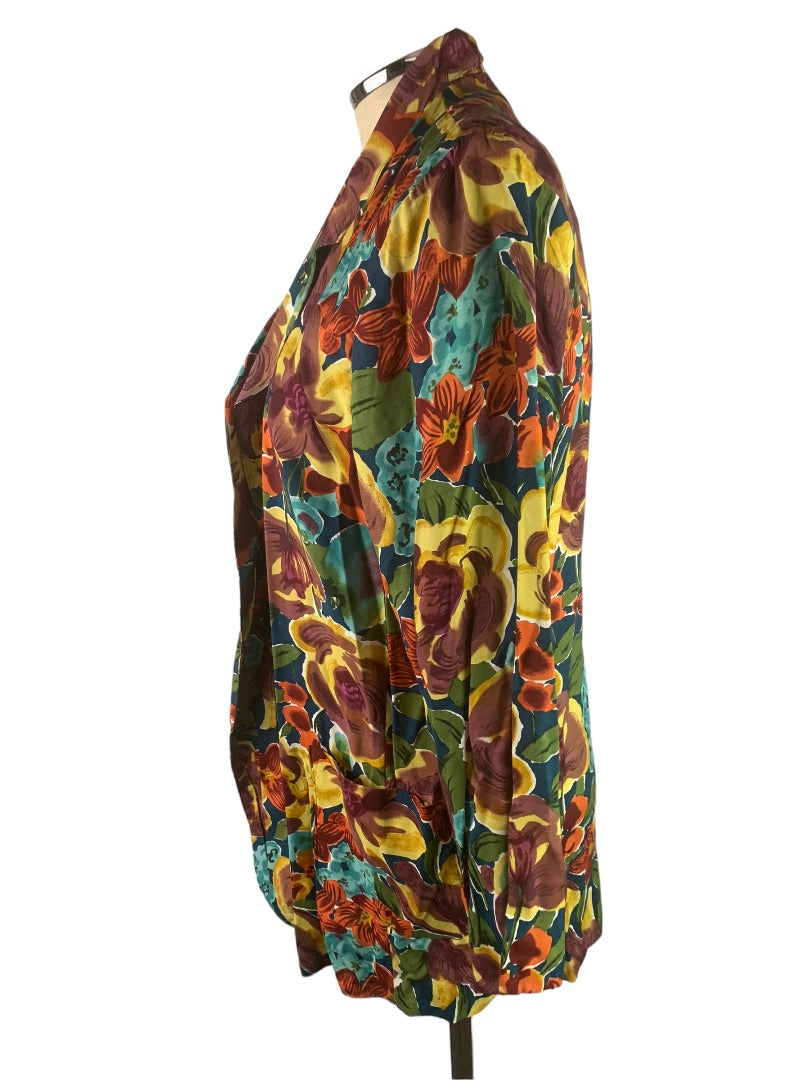 Medium Rampage Women's Vintage 80s Single Button Blazer Jacket Floral