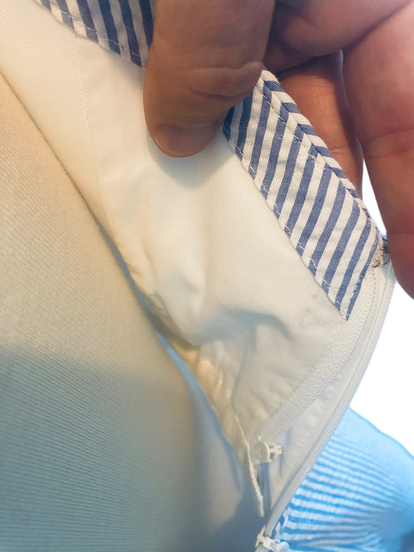 New 8 J. Crew Seersucker Blue White Sleeveless Dress 100% cotton