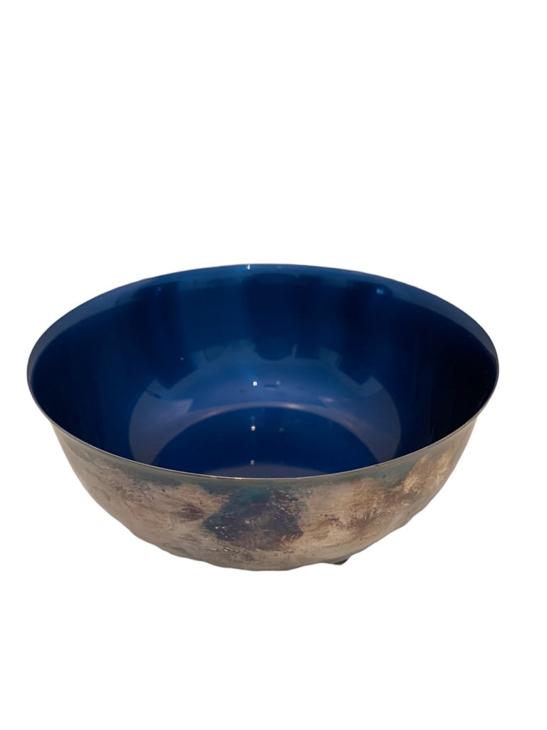 Wallace Silverplate Footed Bowl 5" diameter x 2.5"h Blue Clad