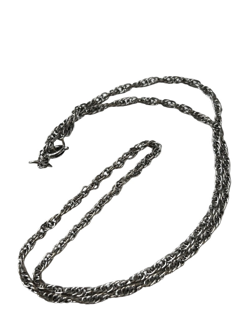 Silvertone Spiral Chain 18" Necklace Lobster Clasp