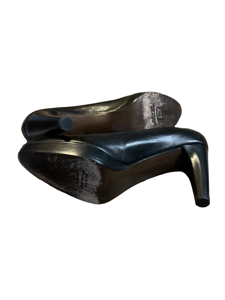 8.5M Stuart Weitzman Black Leather 3 3/4" Platform Heels A257400