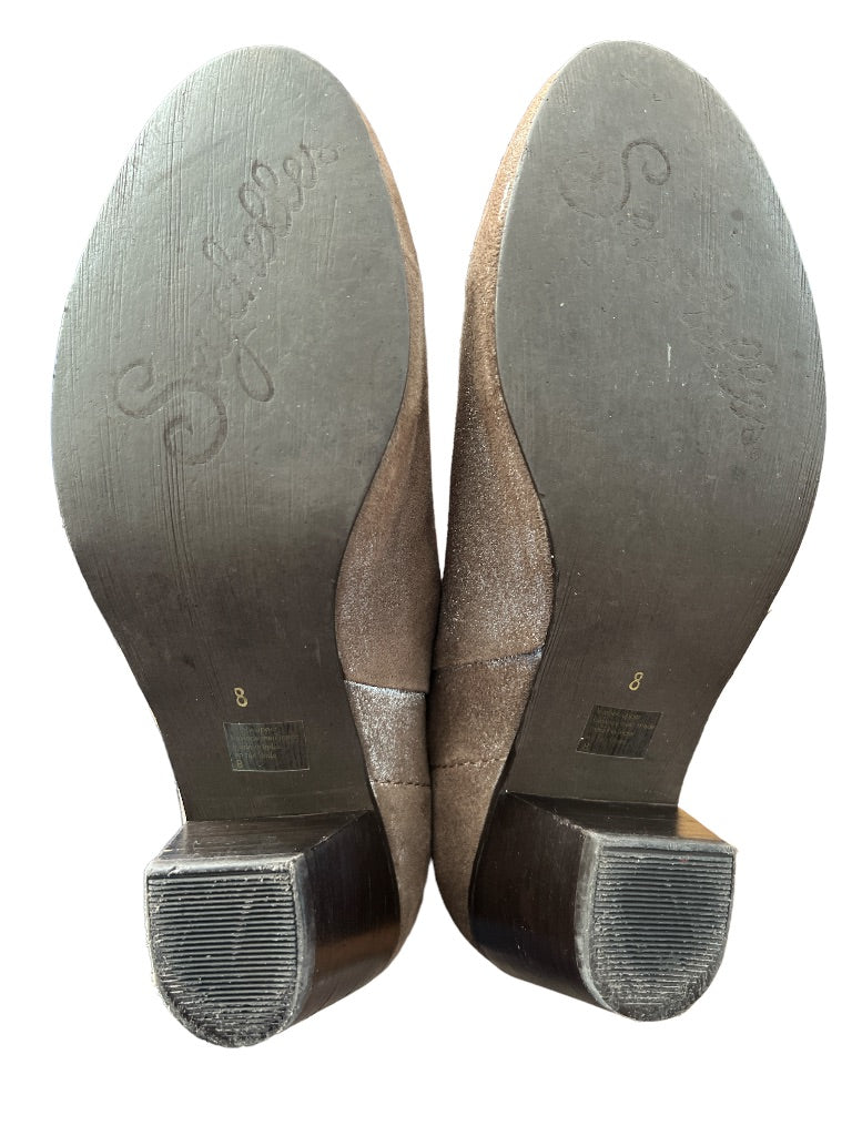 8 M Seychelles Tan Metallic Silver Suede Booties Anthropologie