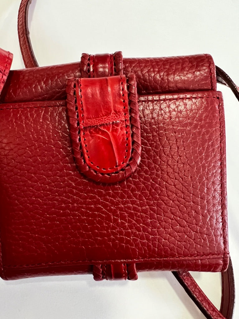 Brighton Red Leather Small Crossbody Convert To Wallet EUC