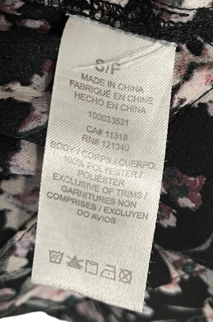 Small Dynamite Women's Black Floral Print Wrap Blouse