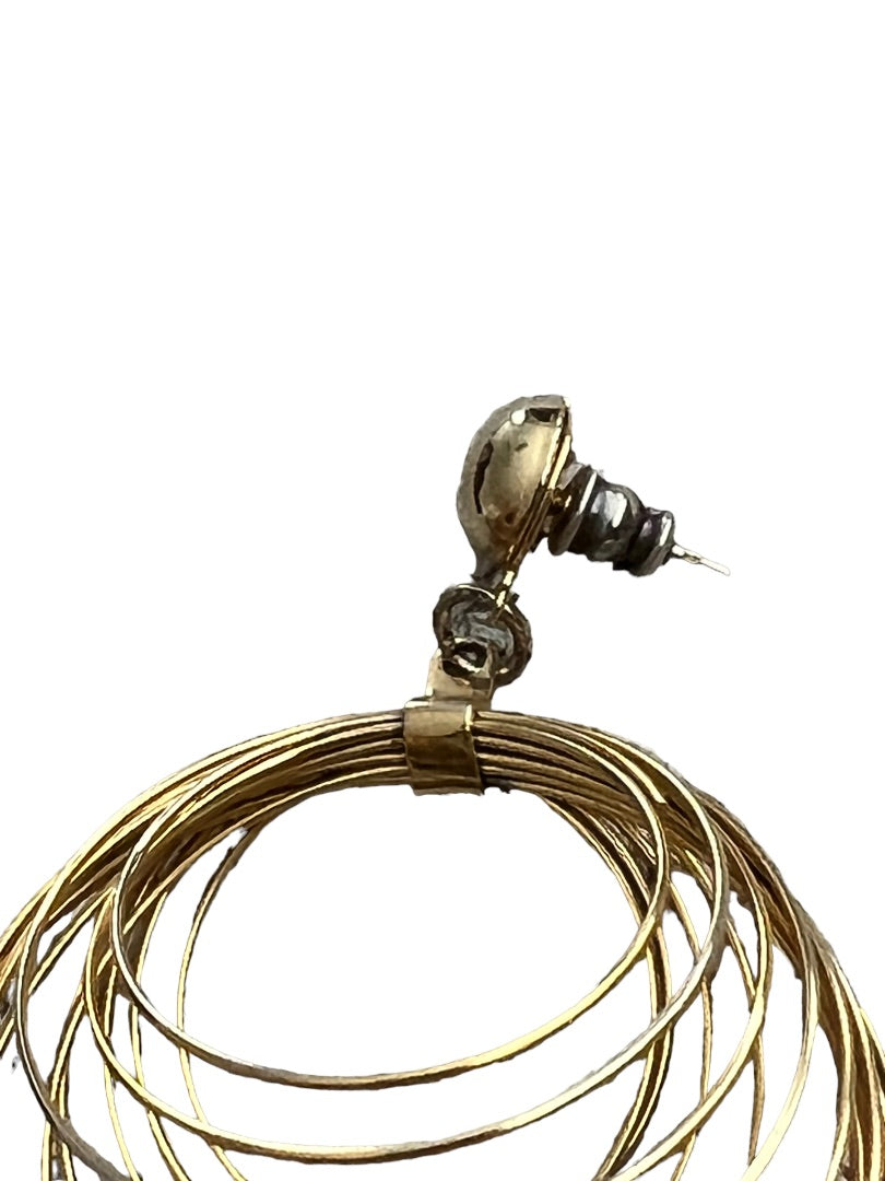 Goldtone Multi Hoop Post Dangle Earrings Vintage 80's