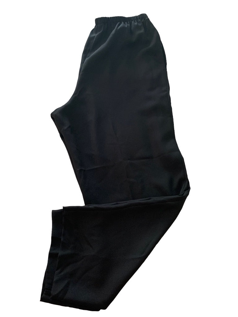 14P Leslie Fay Petite Women's Black Lightweight Slightly Sheer Pull On Pants Pockets