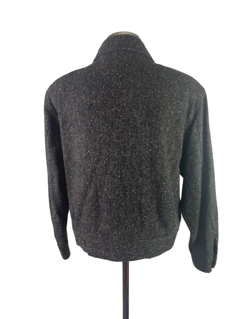Medium Petite Northern Isles Petites Women's Gray Tweed Zip Up Blazer Vintage 90s