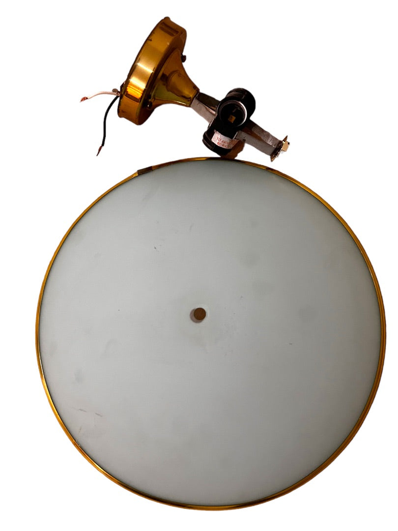 Round Frosted Glass 15" Flush Mount 3 Bulb Lighting Fixture Gold Trim