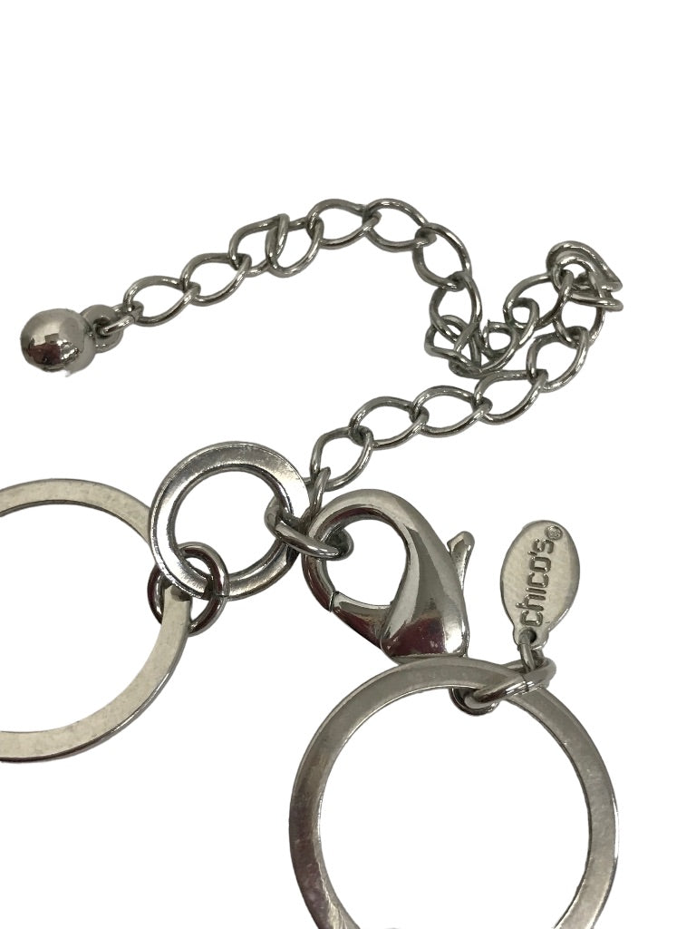 Chico's Silvertone Open Circle Necklace 35-39" Lobster Clasp