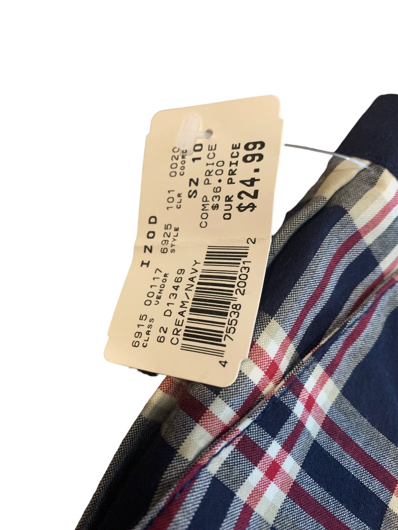 10 Izod Women's Plaid Vintage 1980s Golf Shorts New Cream Navy