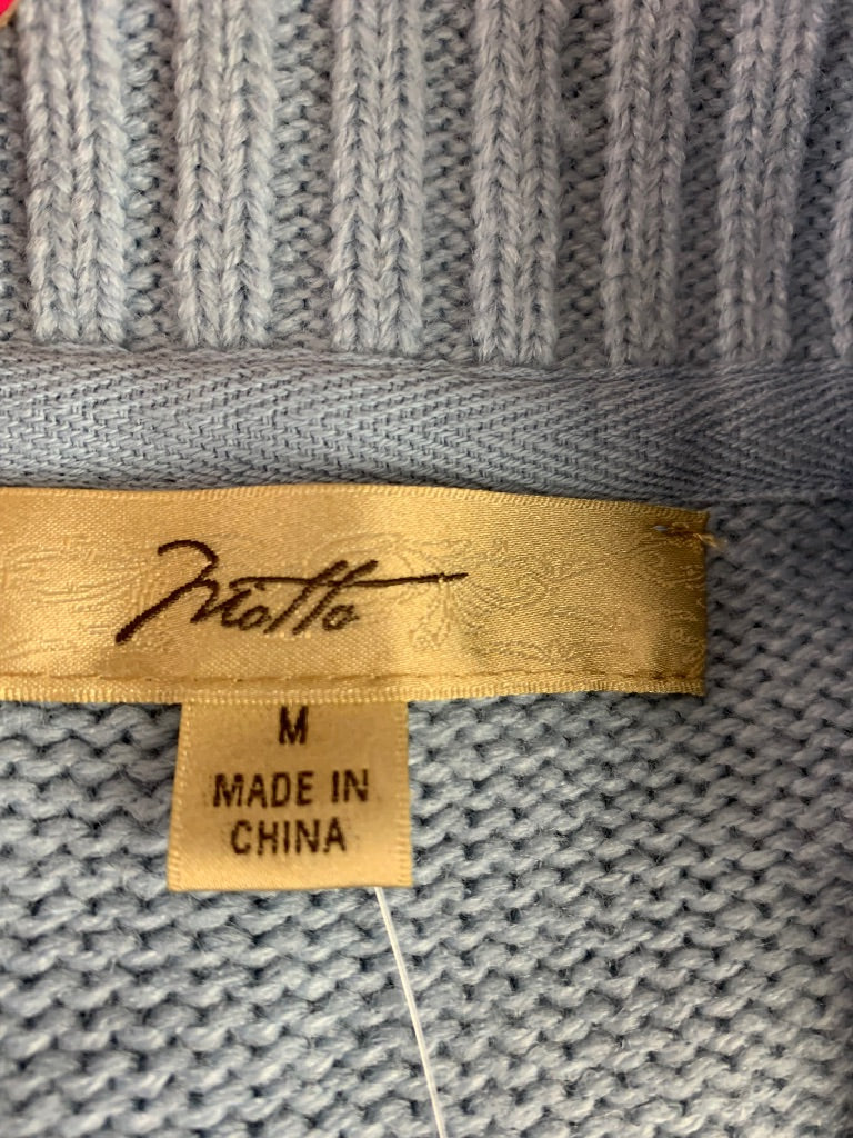 Medium Motto Women's Light Blue Long New Cardigan Sweater Single Button