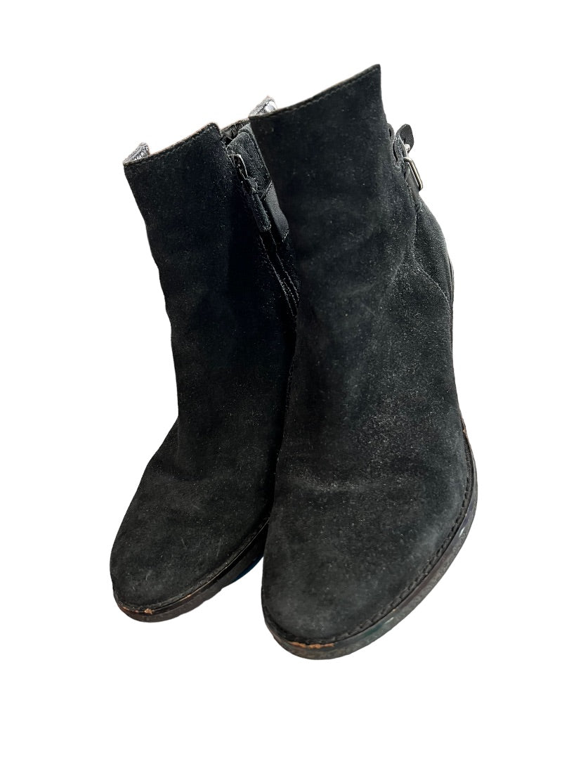7.5 Cole Haan Black Wedge Suede Booties *Flaws