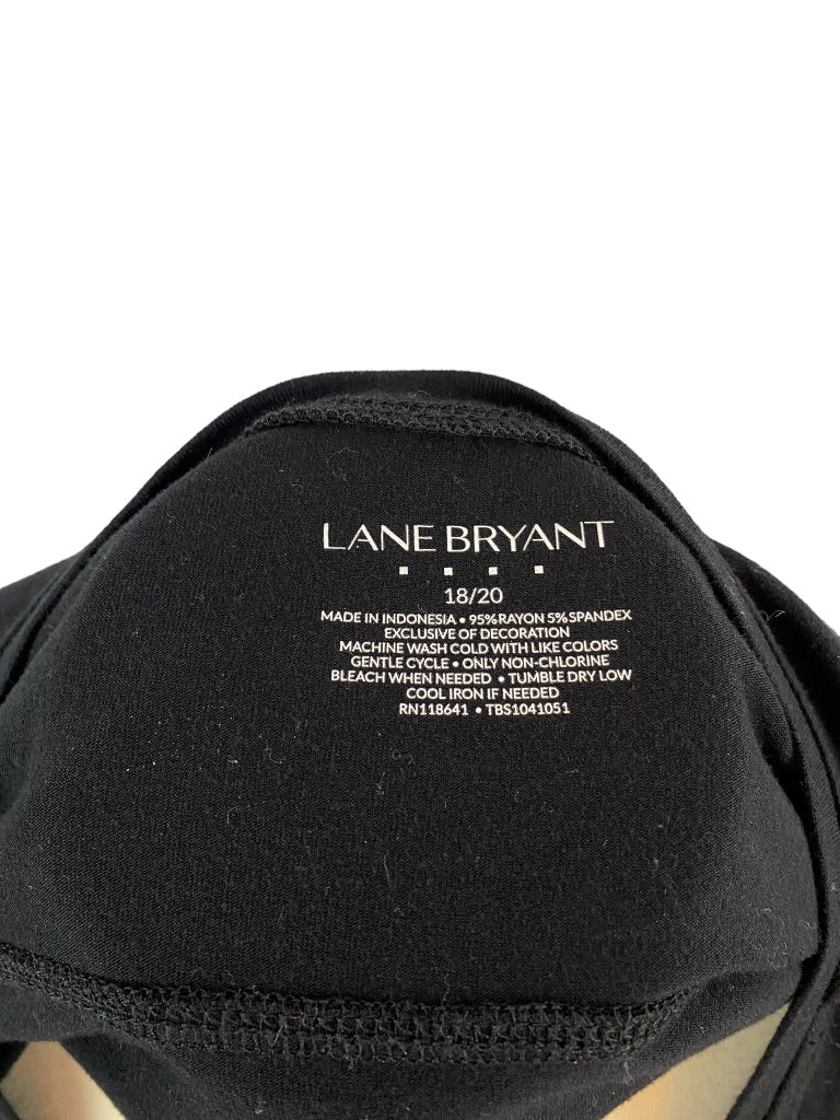 18/20 Lane Bryant Women's Black V-Neck Shirt Flounce Hem Pullover Top