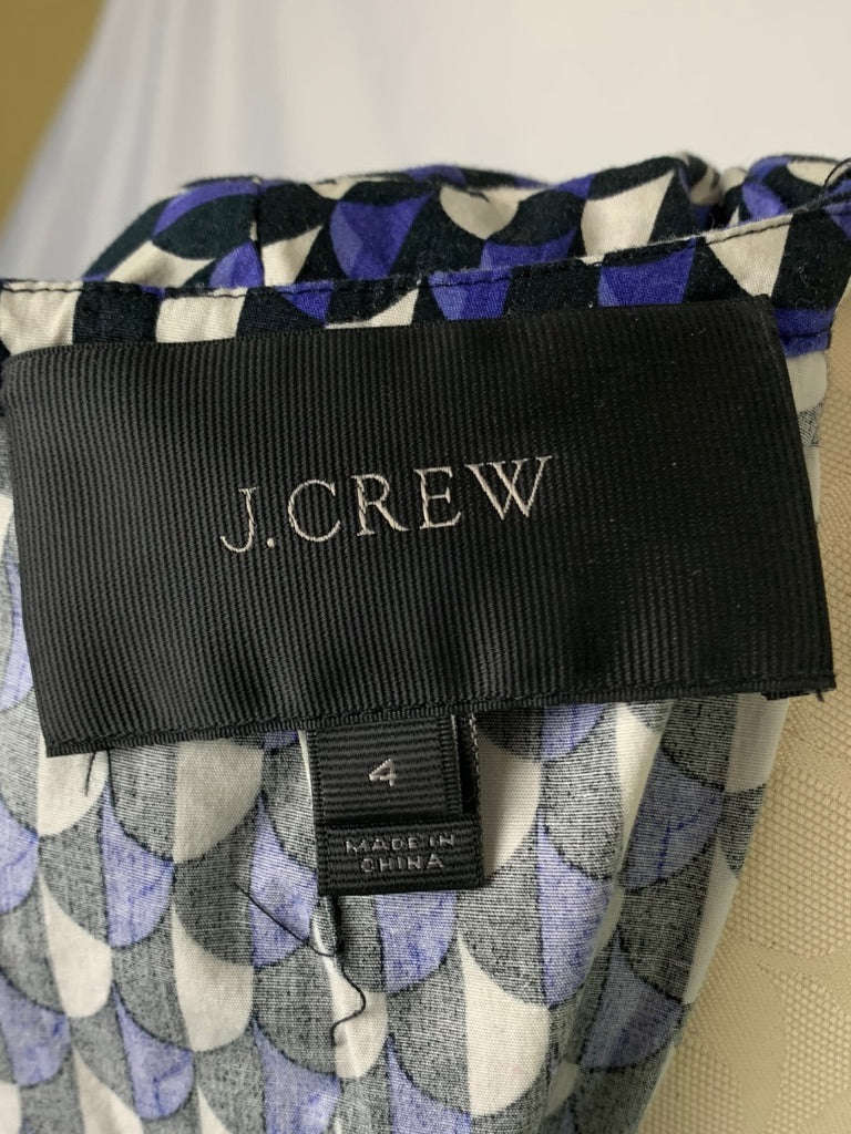 4 J.Crew Jet Set Go Geo Shift Dress Zipper Detail Stretch Cotton Style C5001