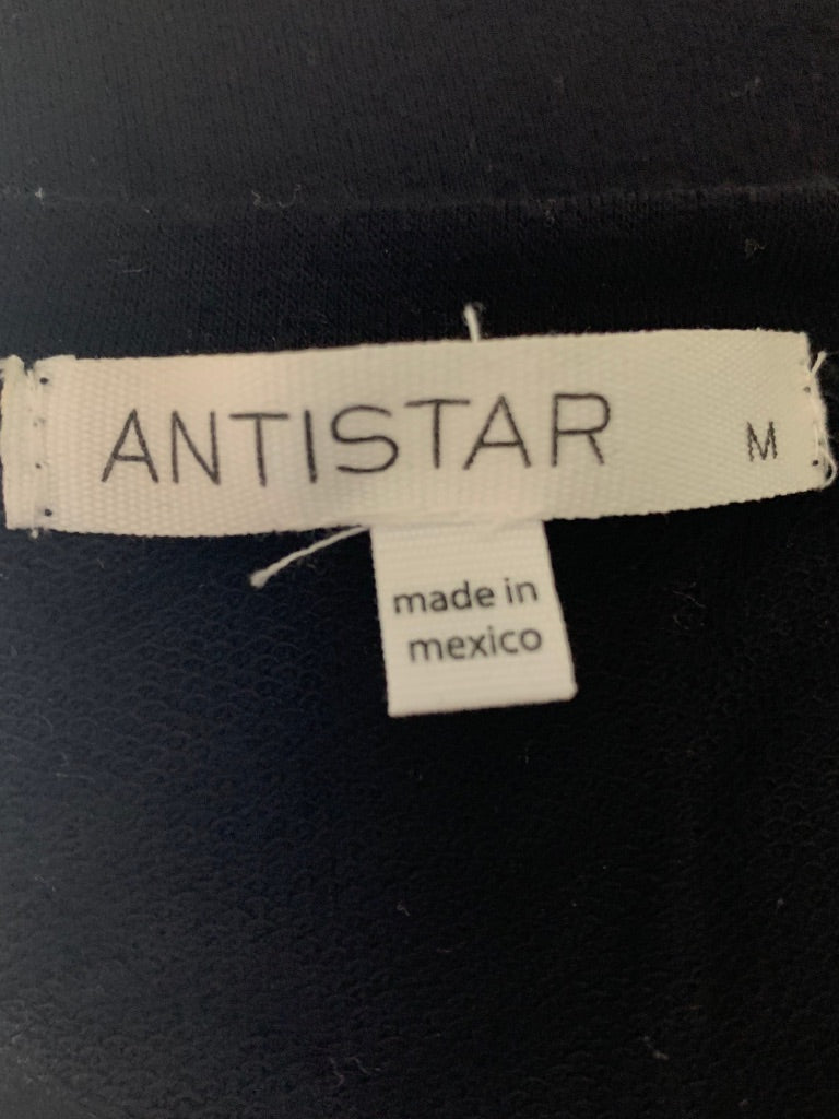 Medium Antistar Black Soft Jersey Knit Dress Sleevelsss Rouched Tie Side