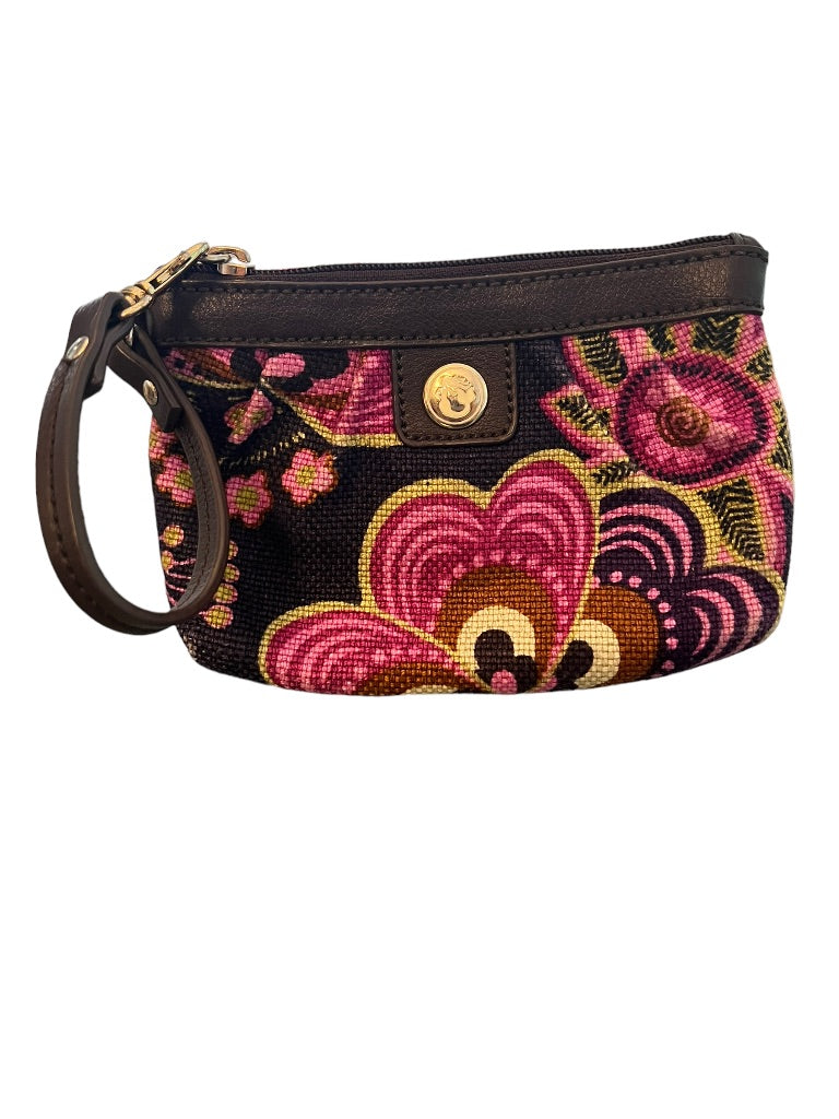 Spartina Pleated Wristlet in Purple Floral Linen 6.5" x 4.25"