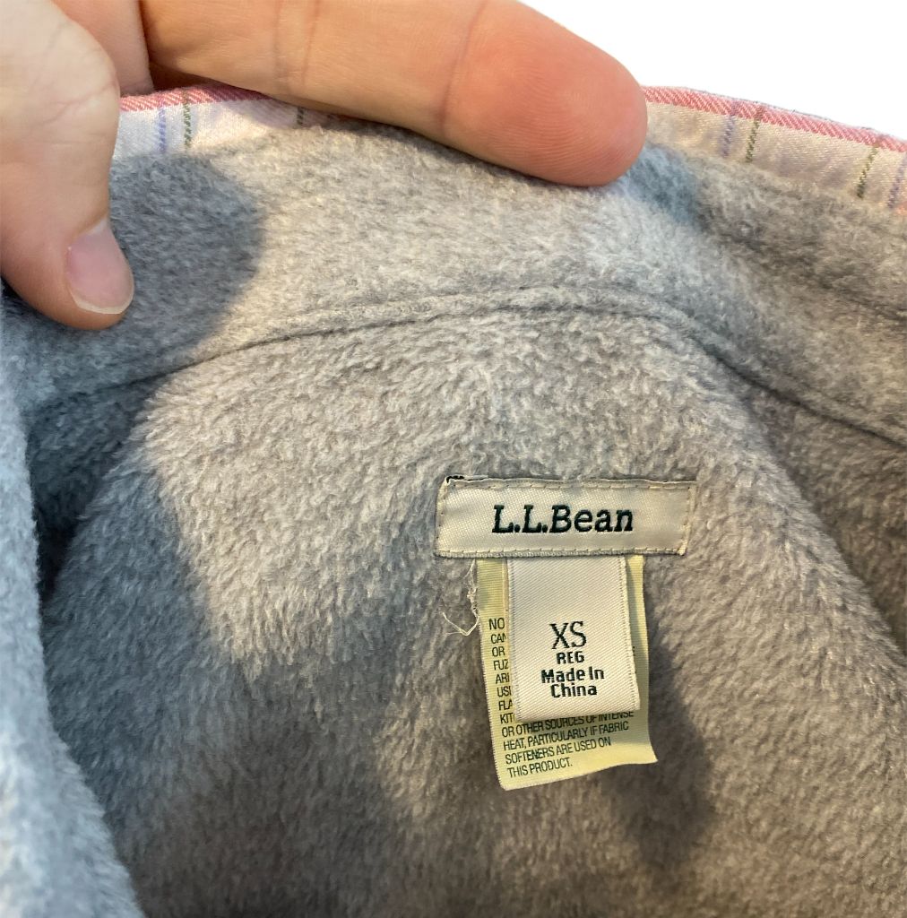 XS LL Bean Pastel Plaid Fleece Lined Flannel Shirt Women's