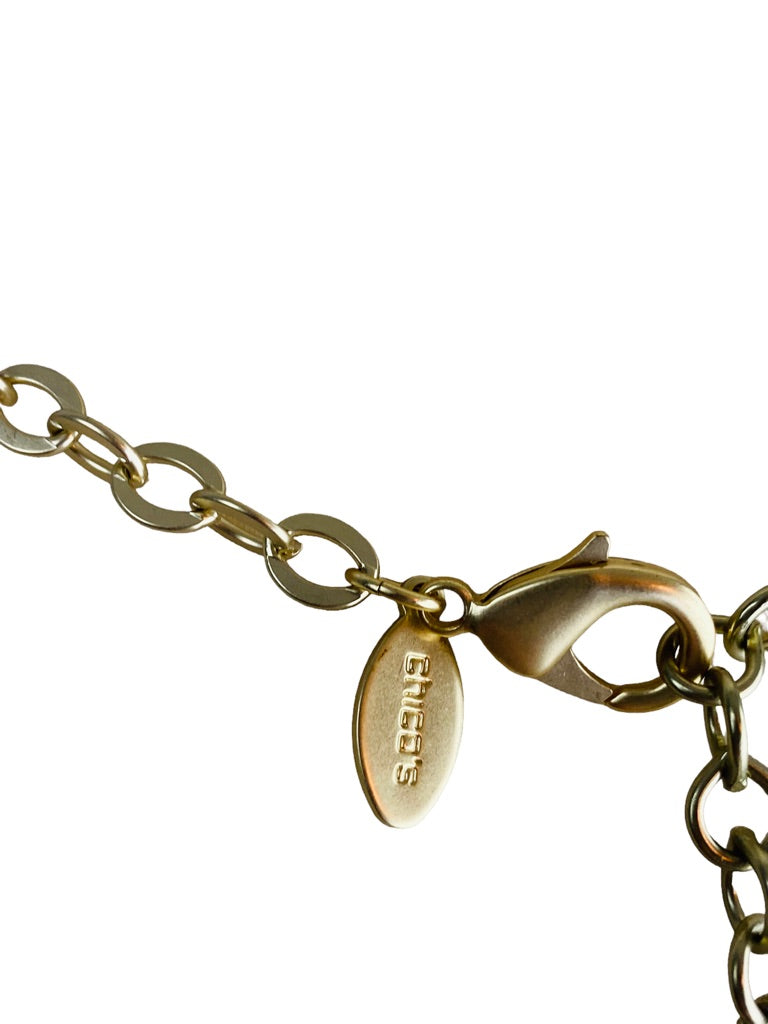 Chico's Goldtone Charm Necklace 40" Mixed Metal And Color with Clasp