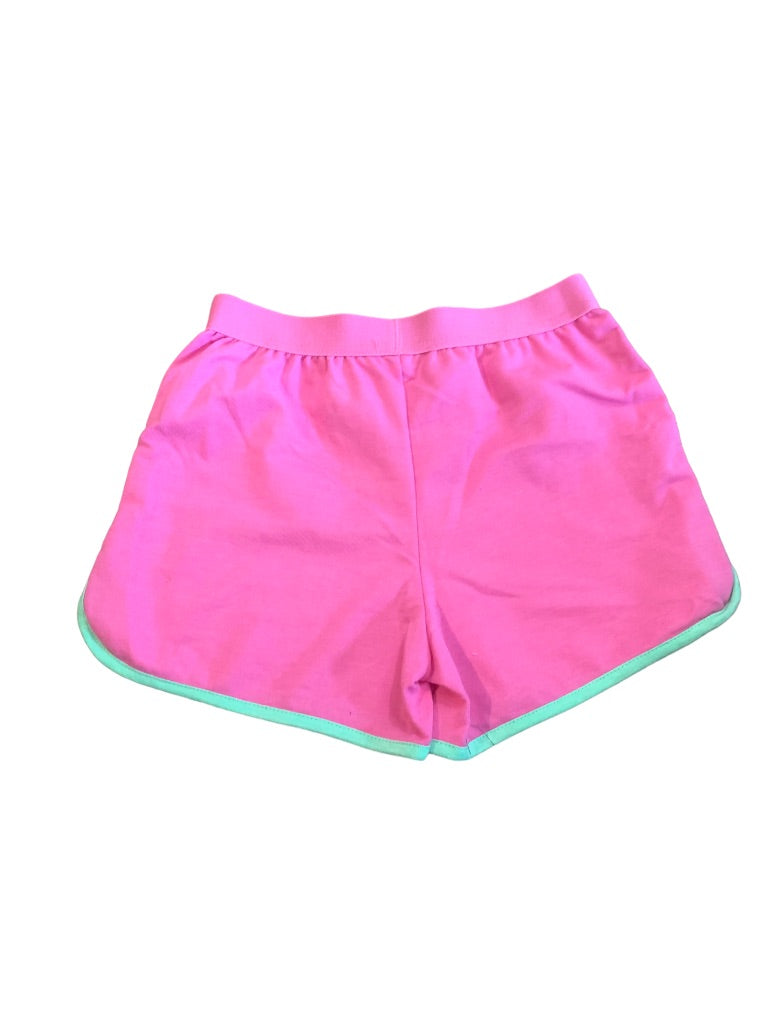 10 Disney Princess Girls Youth Pink Shorts Pull On Green Trim