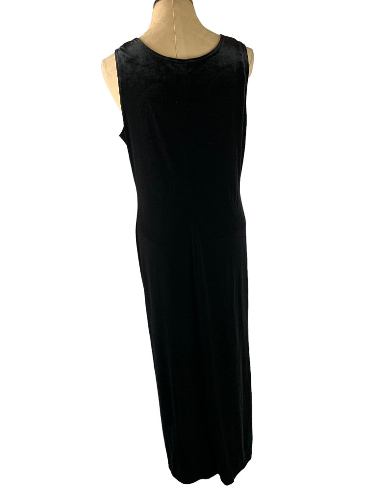 14 Ronni Nicole by Ouida Black Velour Maxi Dress Sleeveless Vintage Y2K Stretch