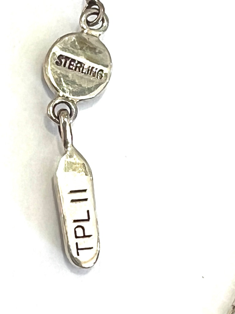 Native American Sterling Silver And Stone Inlay Pendant Necklace and Dangle Earrings