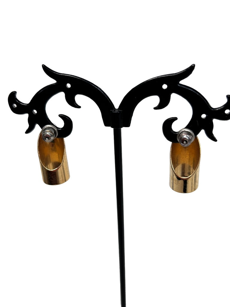 Vintage Goldtone Tube Shaped Post Earrings 1980s 3/4"