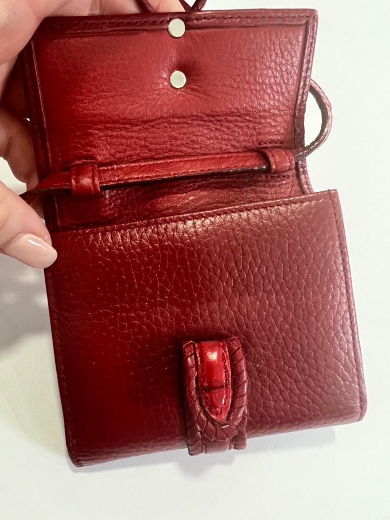 Brighton Red Leather Small Crossbody Convert To Wallet EUC