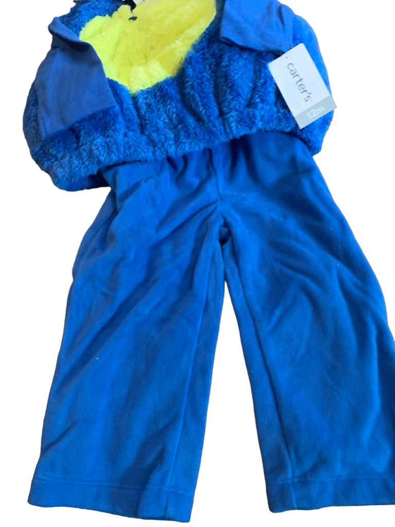 12 Months Carter's Blue Baby Monster 3 Piece Costume New Plush Hooded Jacket