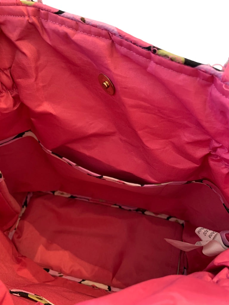 Cul-de-Sac Fabric Tote Handbag Floral Pink Purple New Double Handle Snap Top