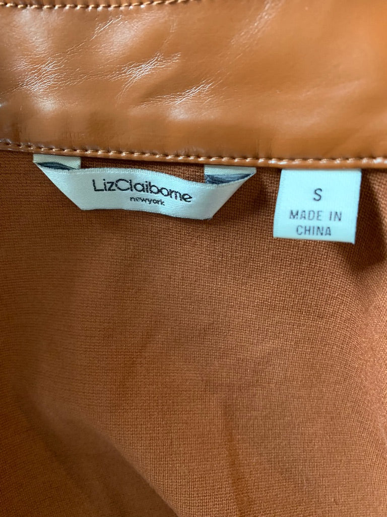 Small Liz Claiborne Full Zip Faux Leather Jacket Women's Mixed Fabric