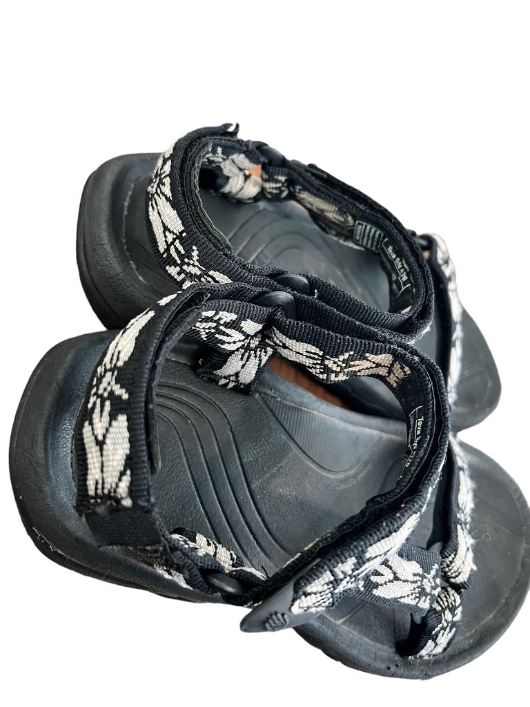 6 Teva Women's Hurricane 4 Sport Sandals Black White Floral Adjustable