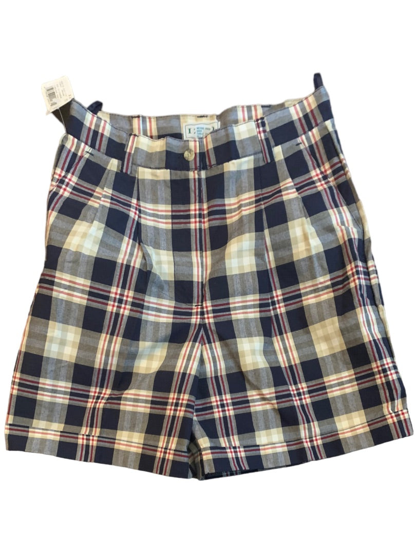 10 Izod Women's Plaid Vintage 1980s Golf Shorts New Cream Navy