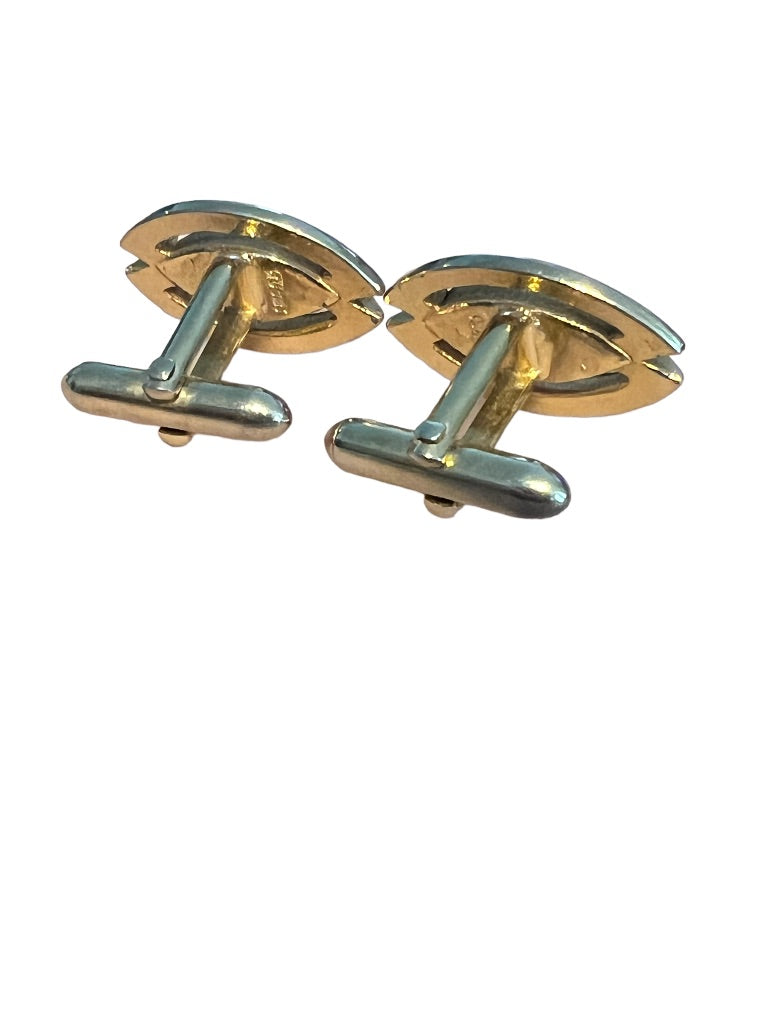 Vintage Swank Goldtone Eye Shape Pink Stone Cufflinks