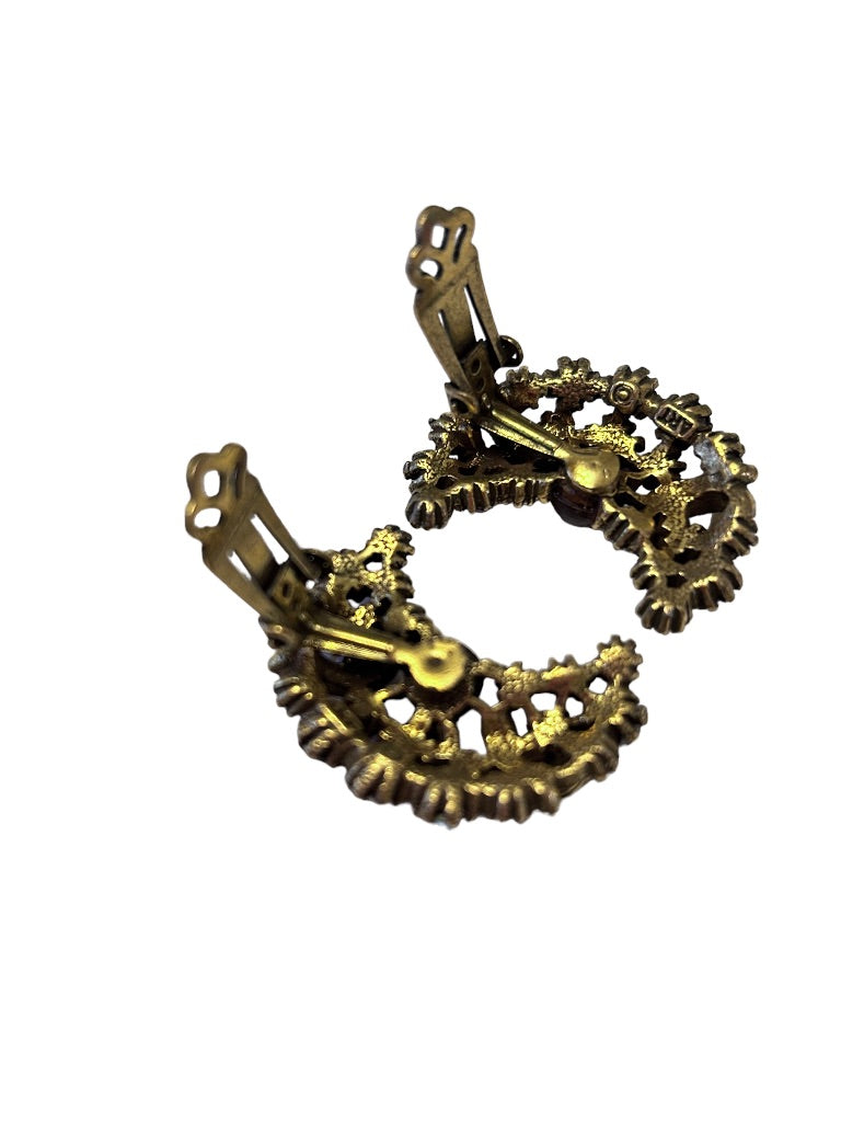 Vintage 1960s Signed ART Arthur Pepper Clip On Non-Pierced Crescent Moon Earrings