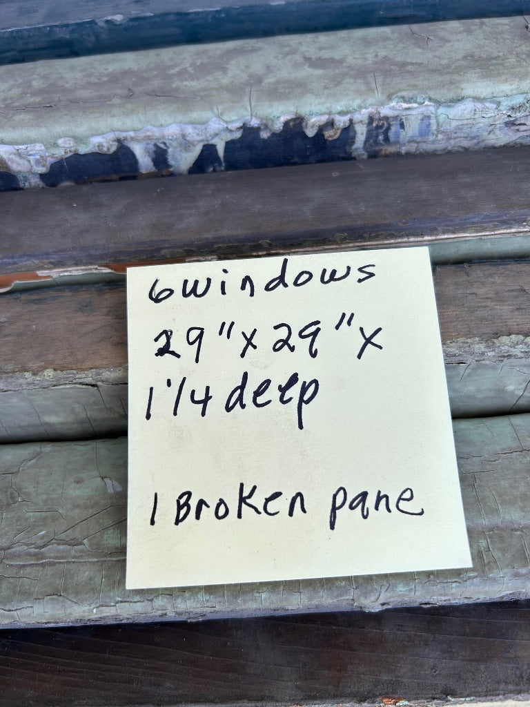Lot of 6 Antique 2 Pane Windows Architectural Salvage 29" Sqaure