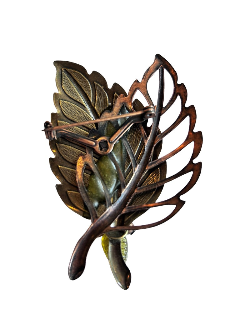 Basics by Croft & Barrow Fall Autumn Theme Leaf Pin Brooch 2 5/8"h