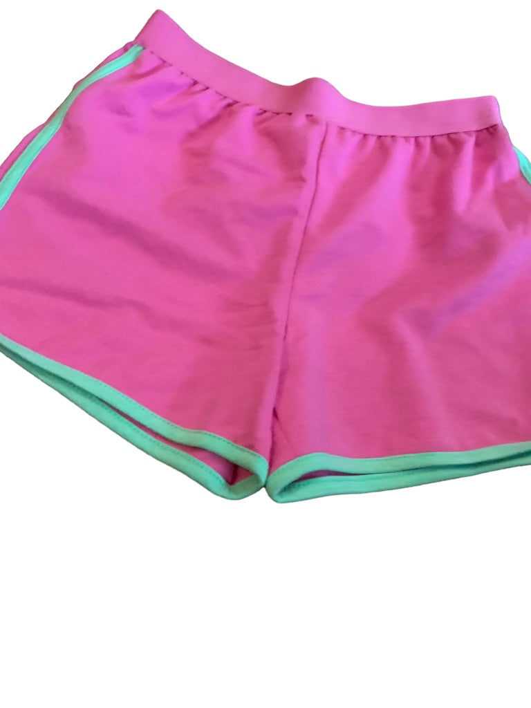 10 Disney Princess Girls Youth Pink Shorts Pull On Green Trim