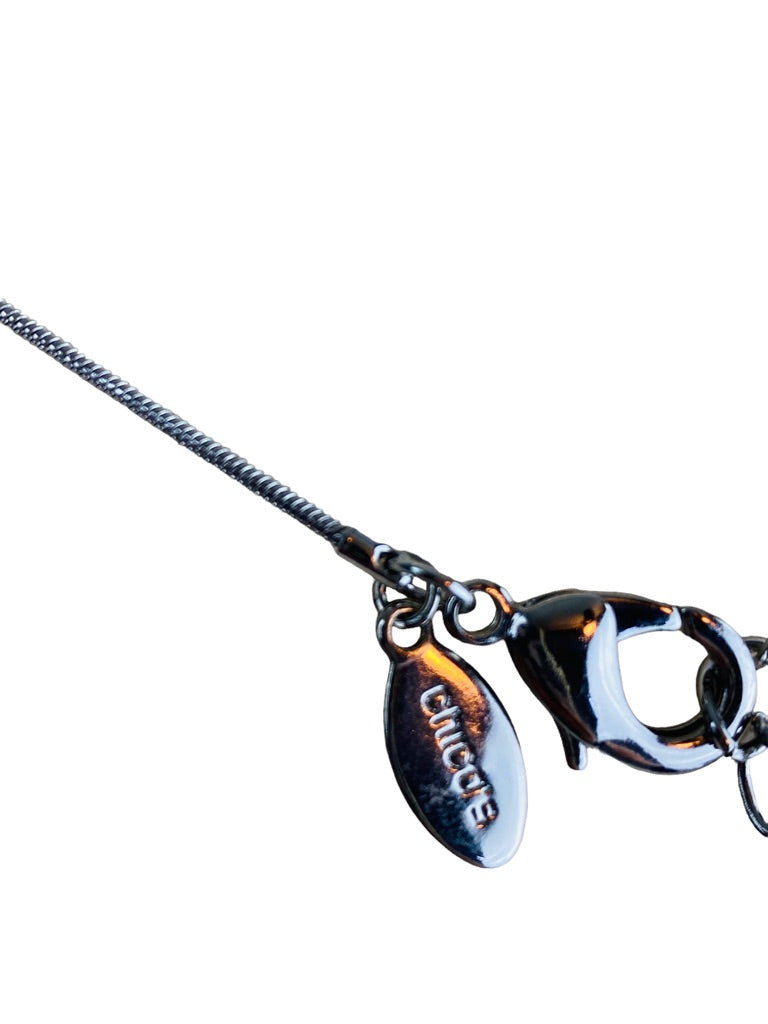 Chico's Adjustable Lariat Style Silvertone Chain Necklace with Faux Freshwater Pearls